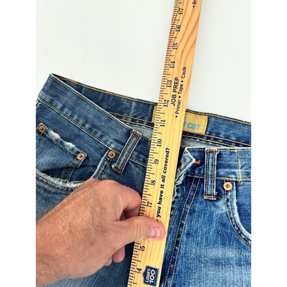 Vintage Y2K Old Navy Jeans Mens 31x30 Straight Cut Blue Distressed Medium Wash - Picture 7 of 13